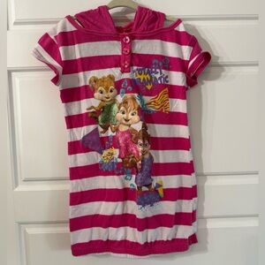 Alvin and the Chipmunks Chipettes Pink Striped Short Sleeve Tee with straps